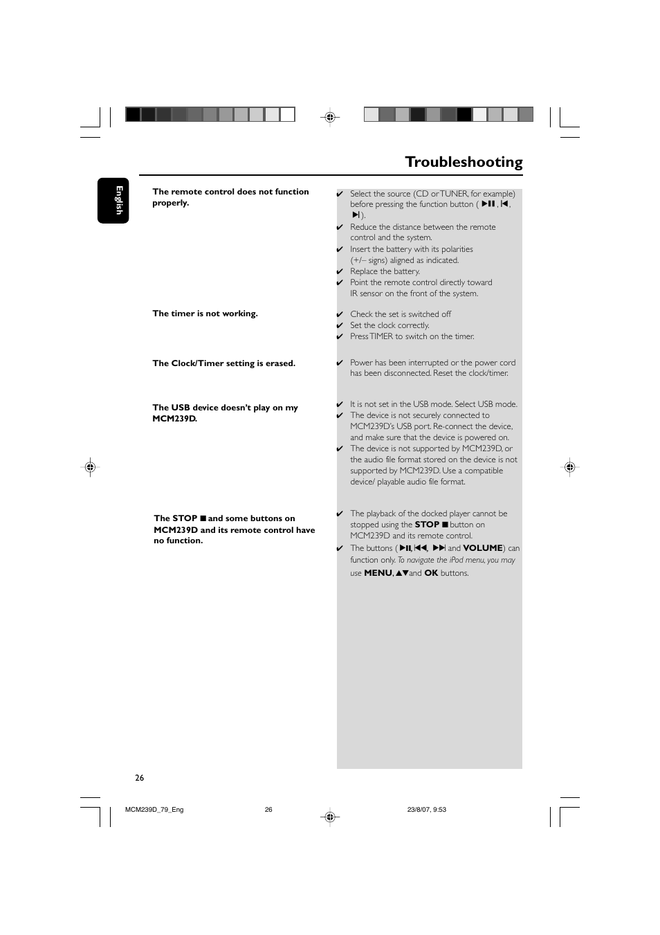 Troubleshooting | Philips MCM239D User Manual | Page 26 / 28