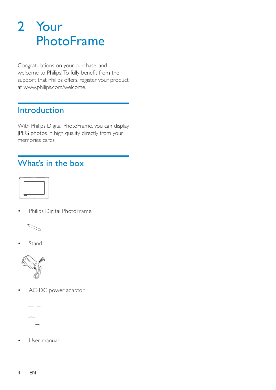 2 your photoframe | Philips SPF1137 User Manual | Page 5 / 20