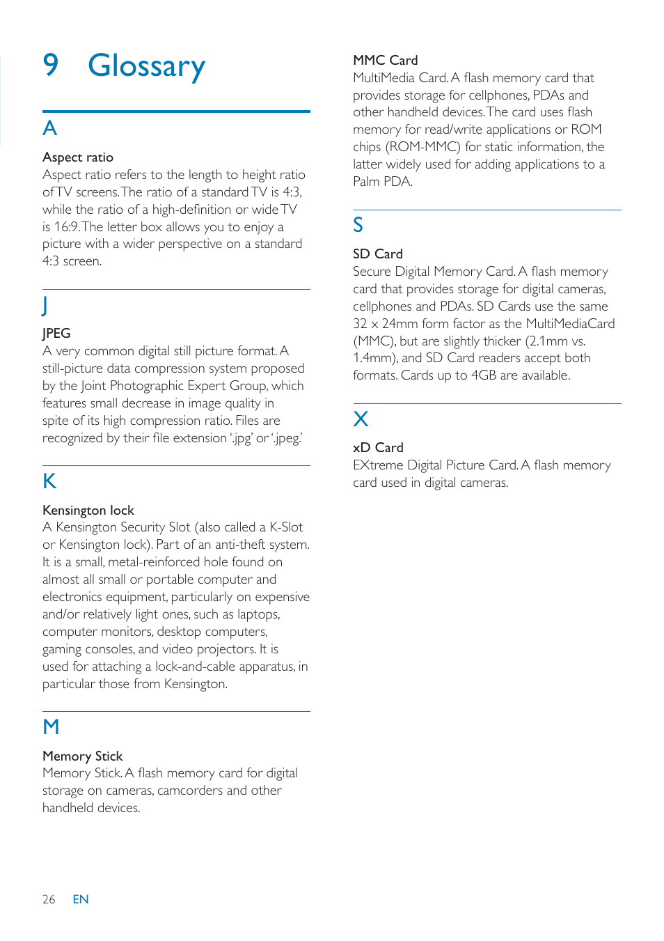 9 glossary | Philips SPF1027/05 User Manual | Page 27 / 28