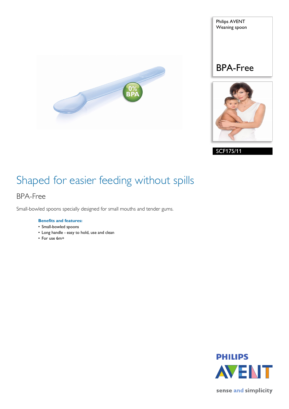 Philips AVENT Weaning Spoon SCF175/11 User Manual | 2 pages
