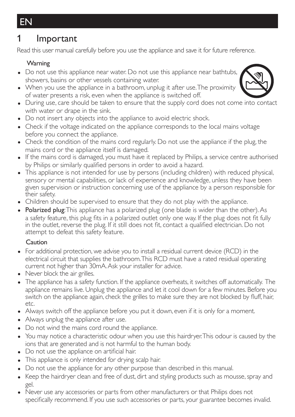En 1 important | Philips HP4997 User Manual | Page 3 / 7