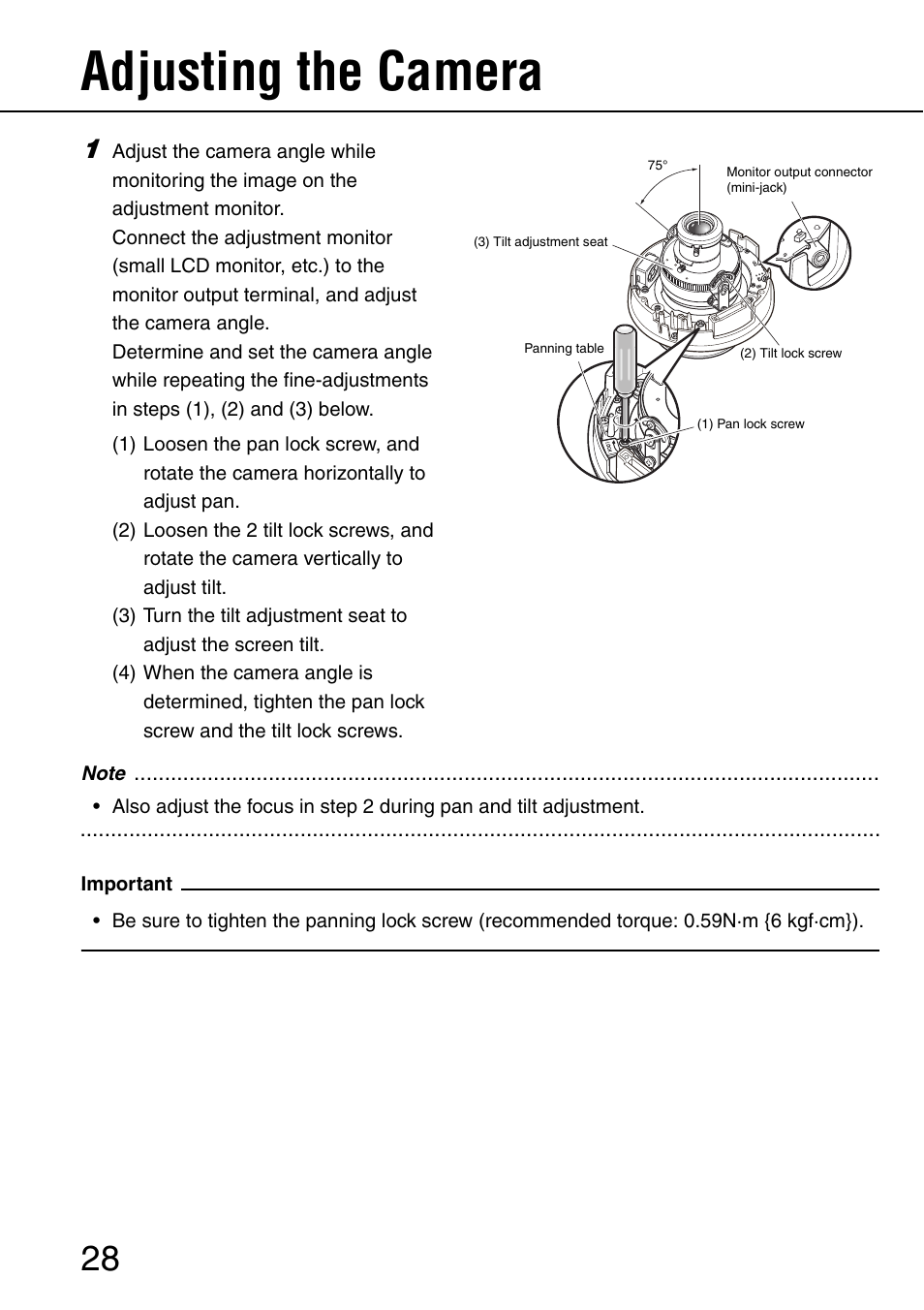 Adjusting the camera | Philips WV-NW484S User Manual | Page 28 / 50