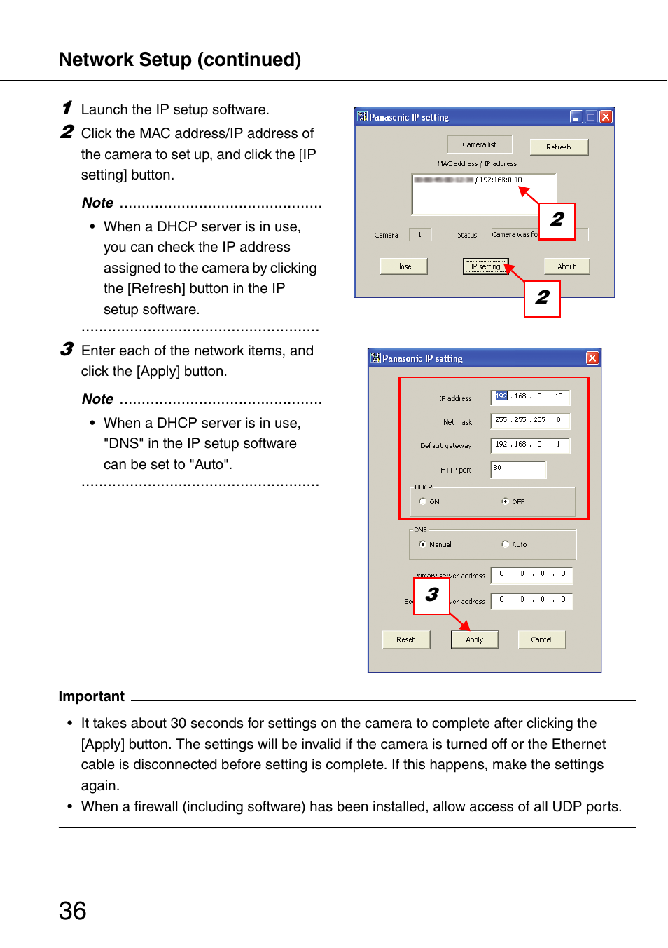 Network setup (continued) | Philips WV-NW484S User Manual | Page 36 / 50