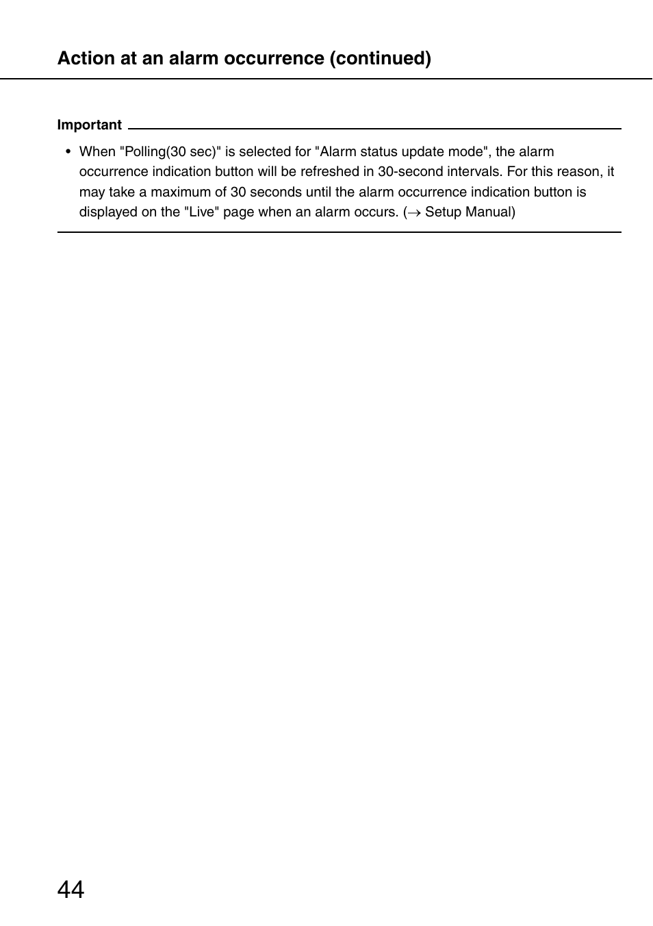 Action at an alarm occurrence (continued) | Philips WV-NW484S User Manual | Page 44 / 50