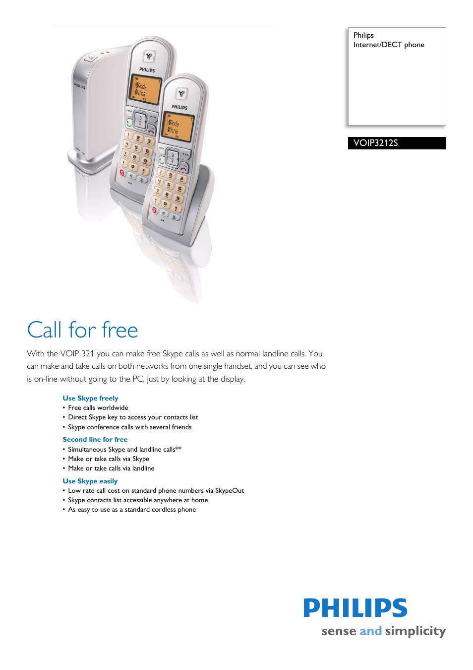 Philips VOIP3212S User Manual | 2 pages