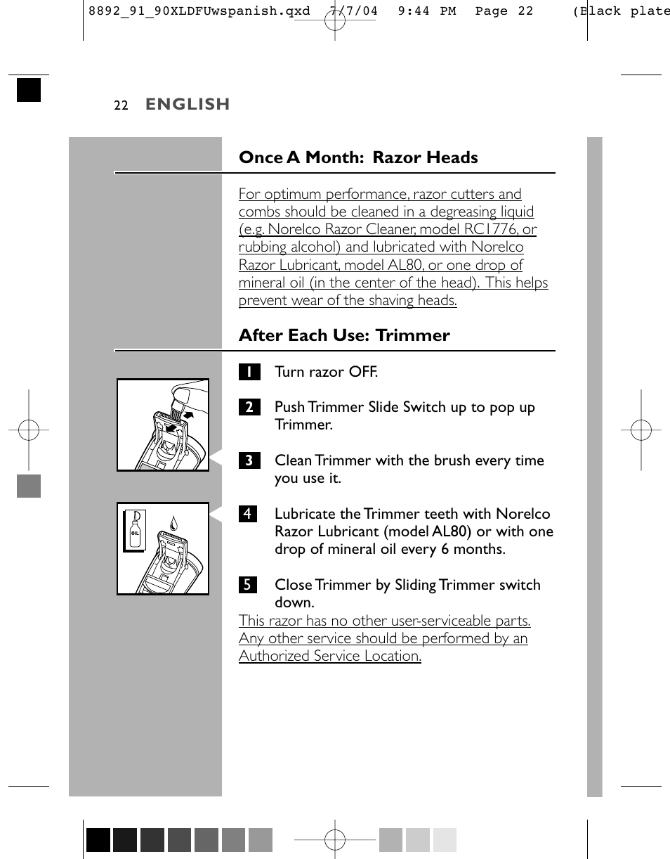 Philips 8891XL User Manual | Page 22 / 52