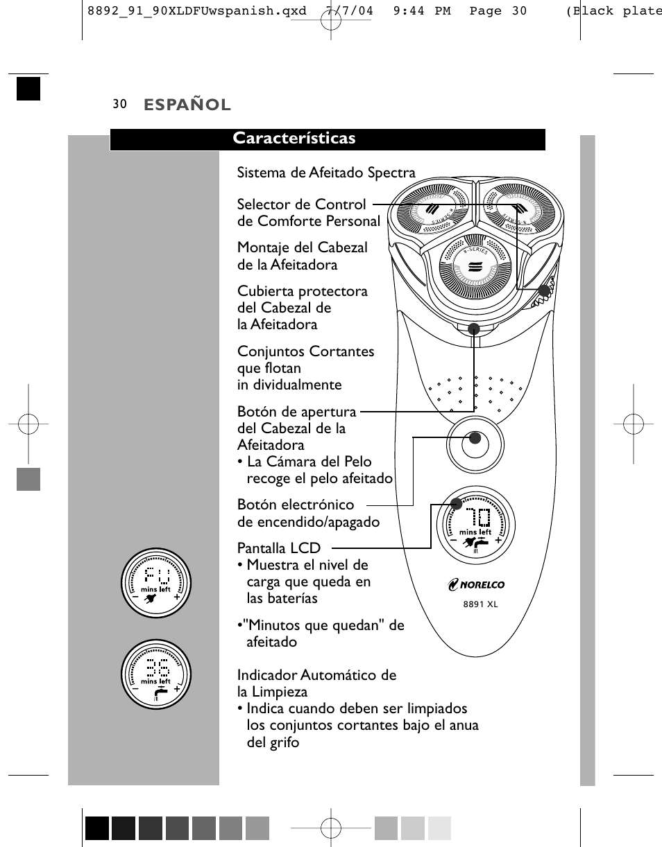 Características | Philips 8891XL User Manual | Page 30 / 52