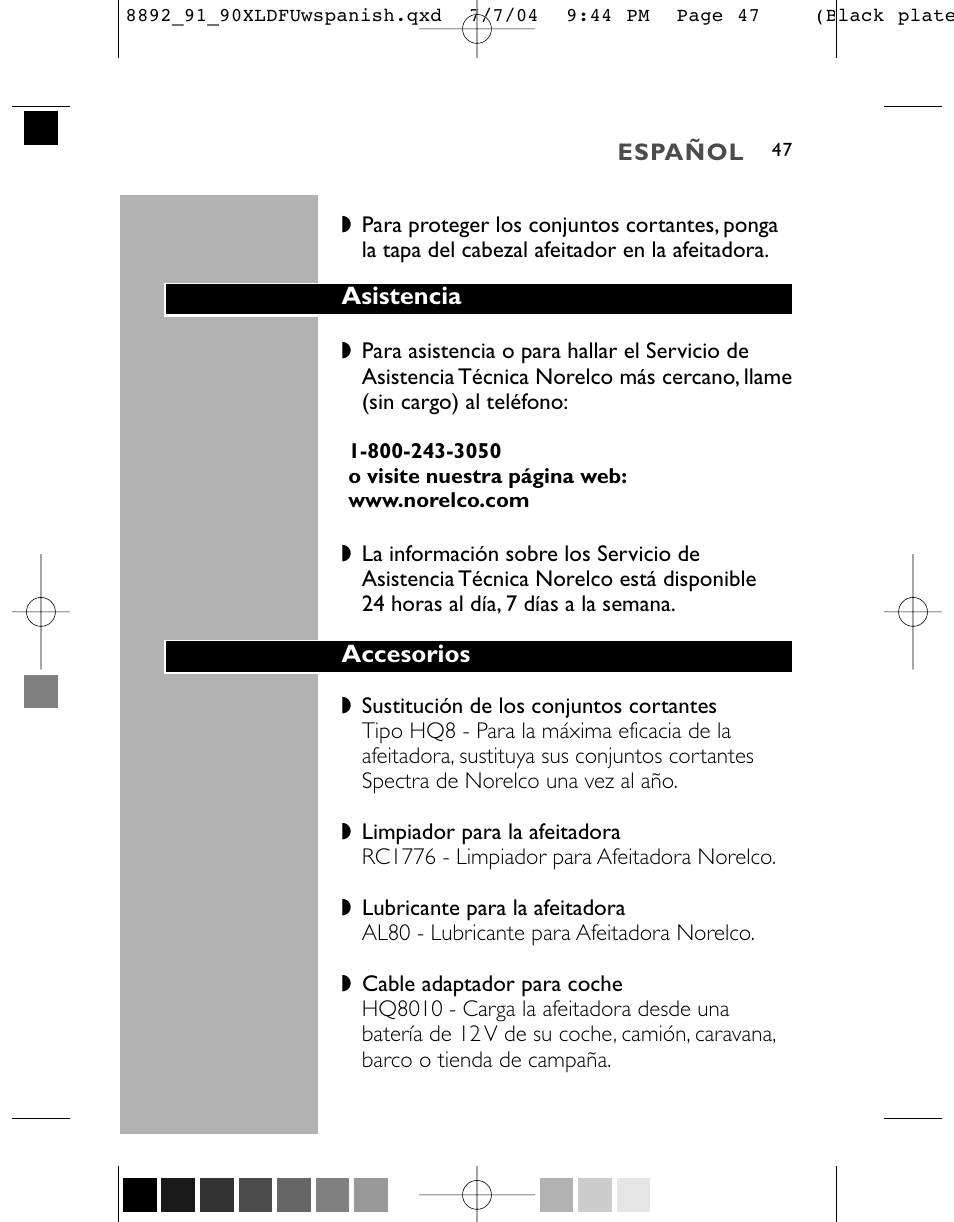 Philips 8891XL User Manual | Page 47 / 52