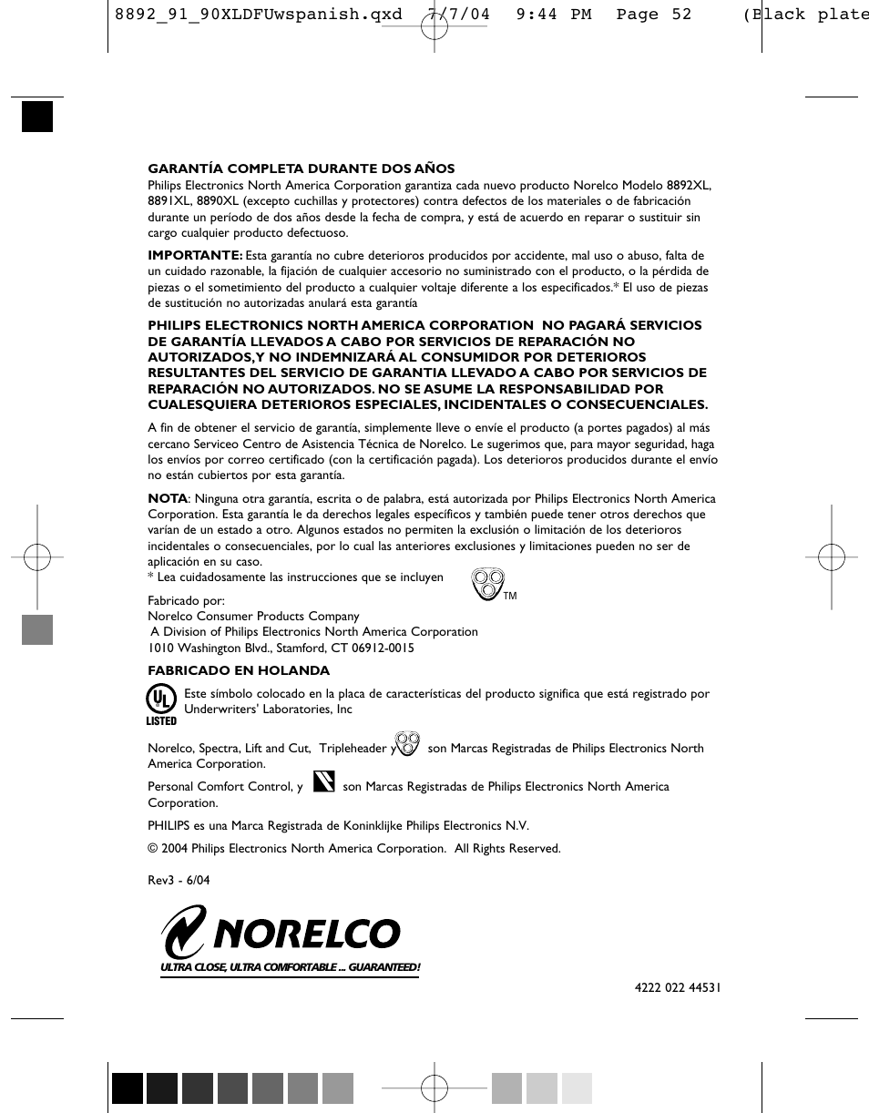 Philips 8891XL User Manual | Page 52 / 52