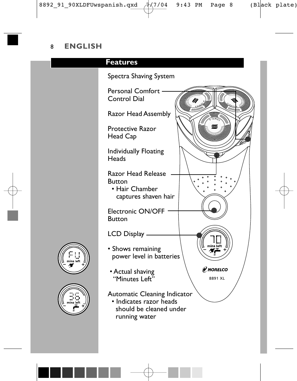 Features | Philips 8891XL User Manual | Page 8 / 52