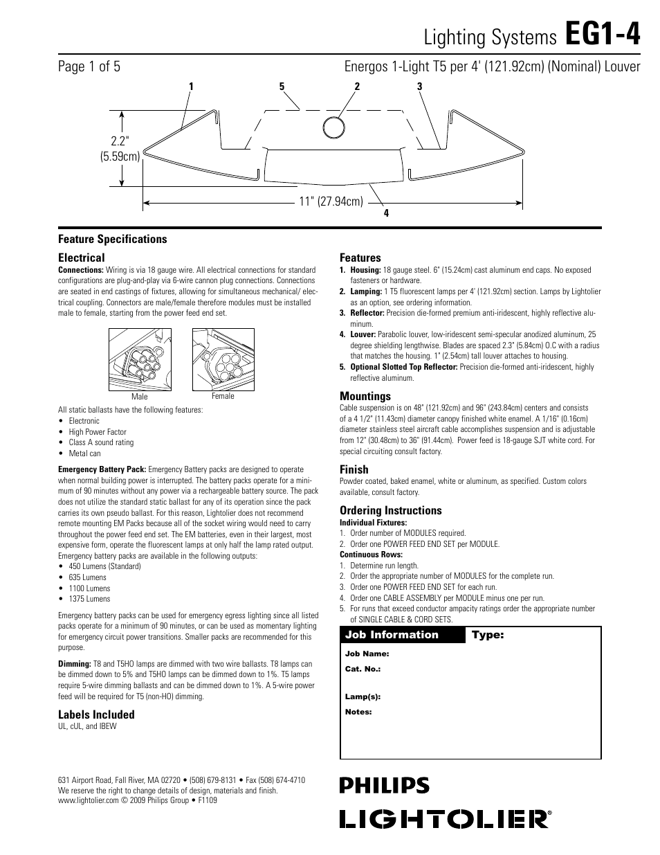 Philips Lightolier EG1-4 User Manual | 5 pages
