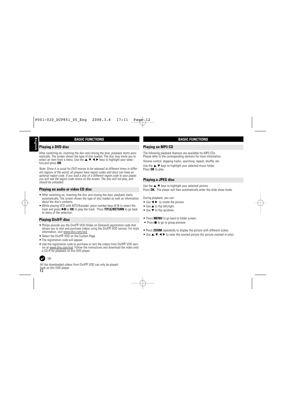Philips DCP852 User Manual | Page 12 / 20