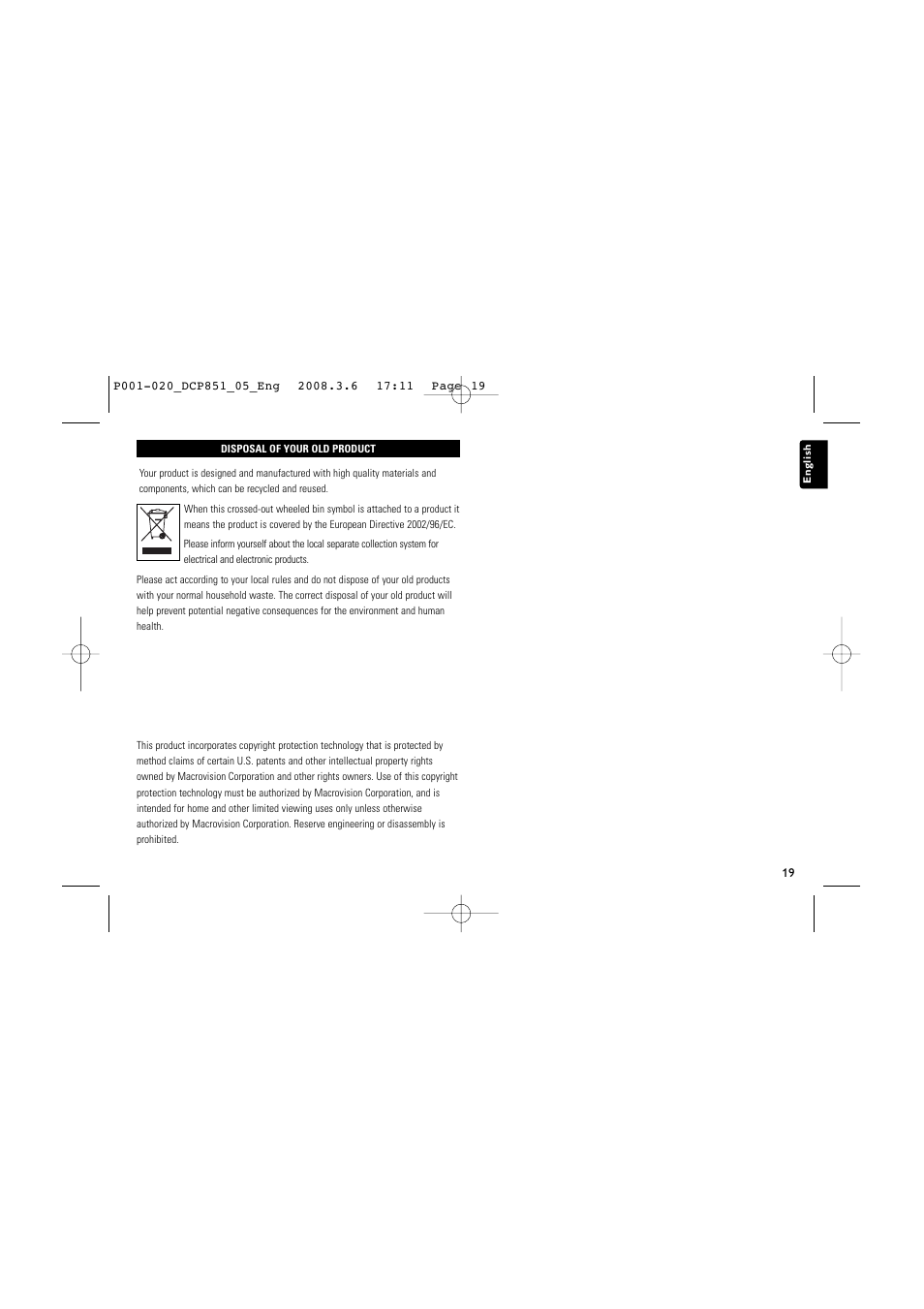 Philips DCP852 User Manual | Page 19 / 20