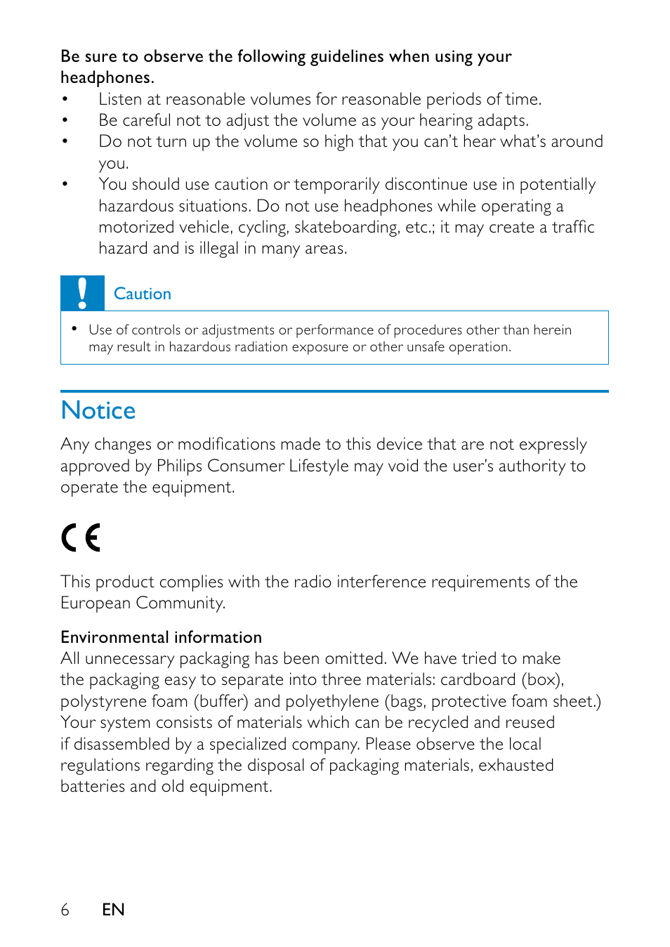 Notice, Notice 6 | Philips PD7013/55 User Manual | Page 5 / 24
