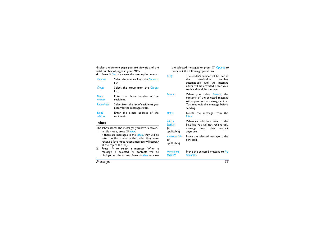 Inbox | Philips X600 User Manual | Page 36 / 91