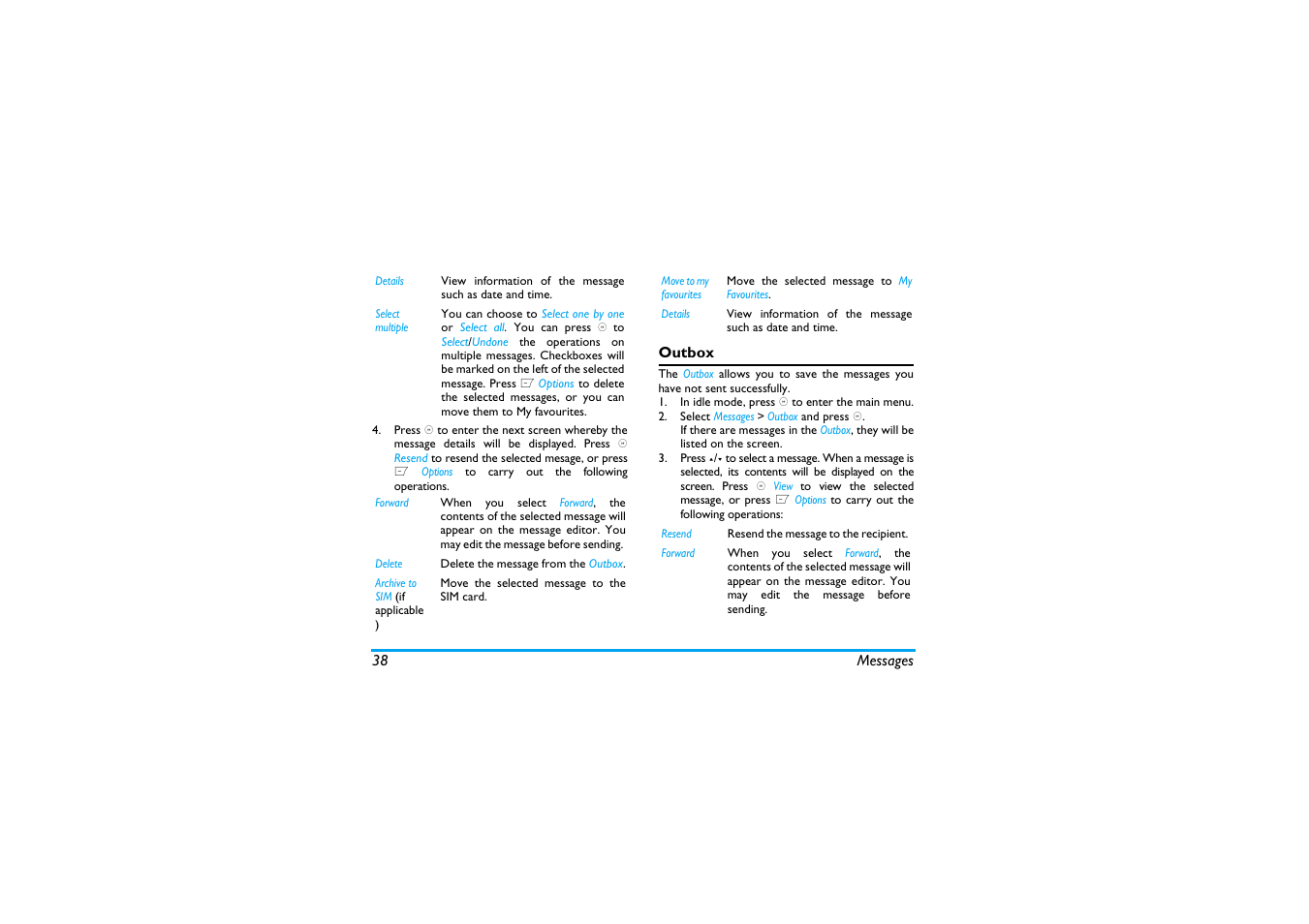 Outbox | Philips X600 User Manual | Page 39 / 91
