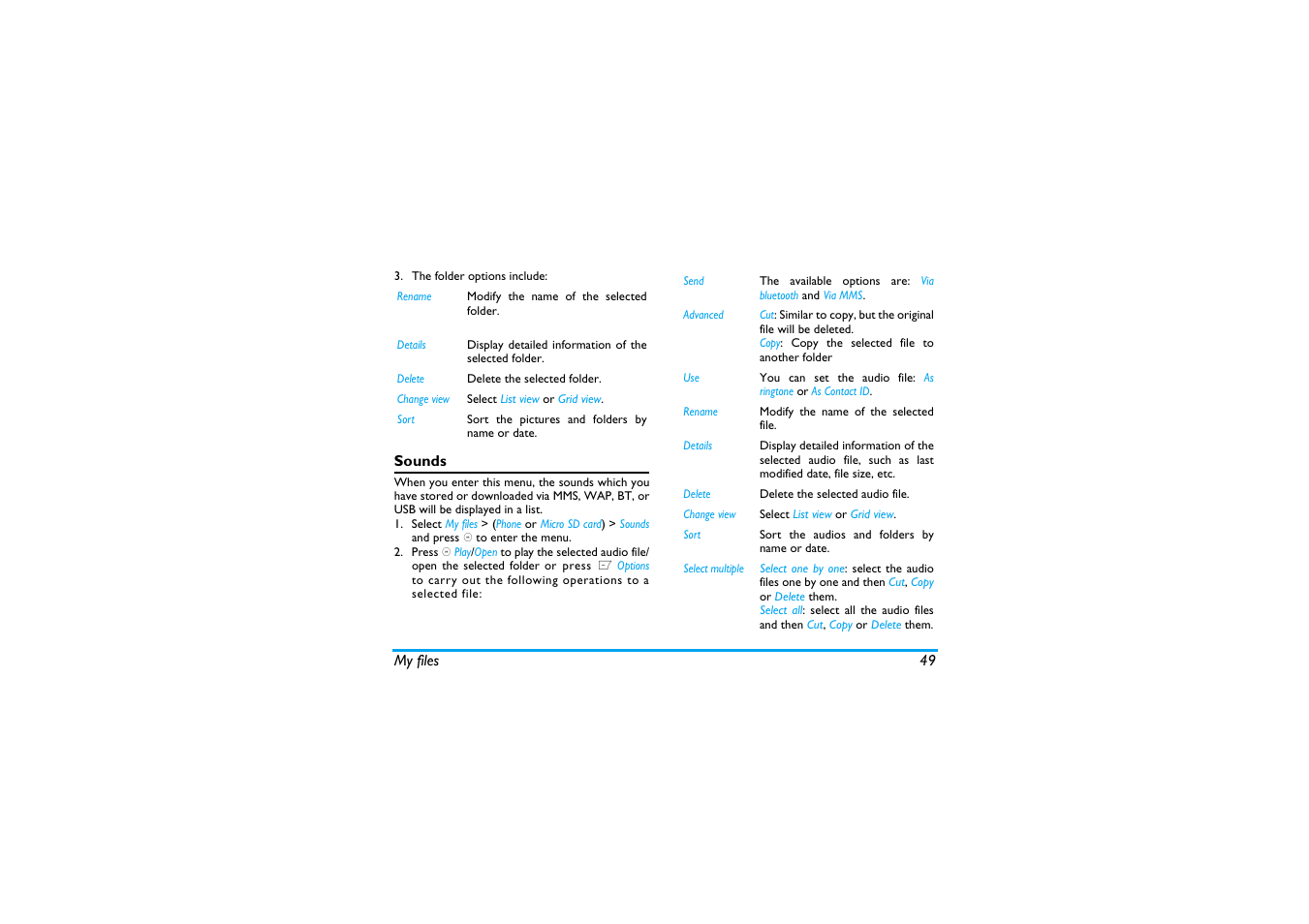 Sounds | Philips X600 User Manual | Page 50 / 91
