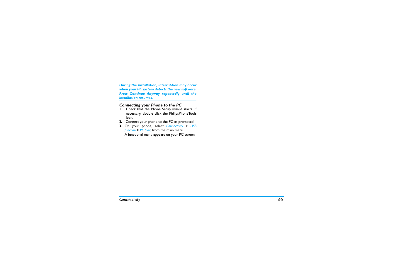 Connecting your phone to the pc | Philips X600 User Manual | Page 66 / 91