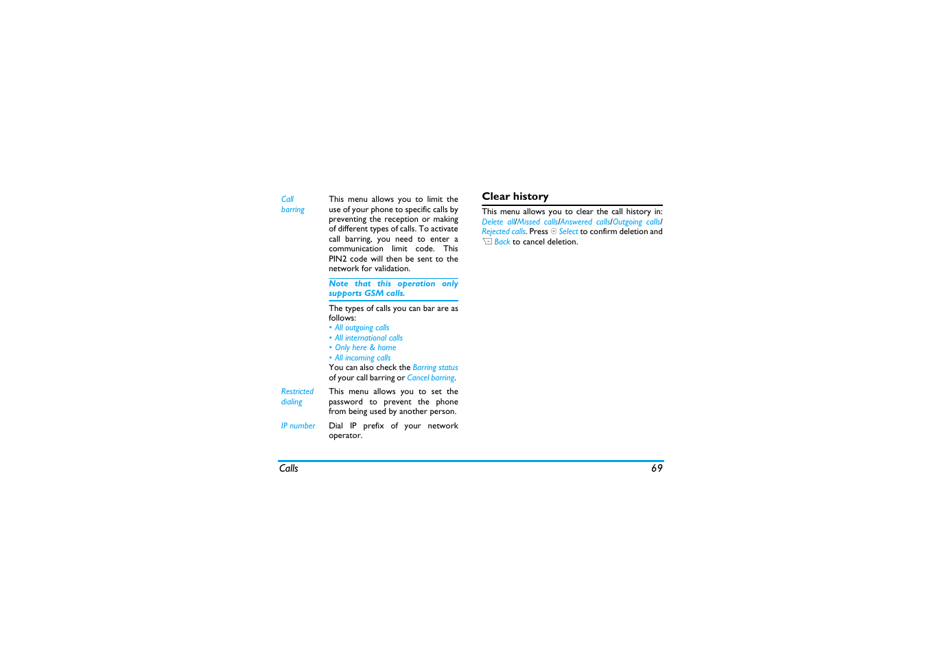 Clear history | Philips X600 User Manual | Page 70 / 91