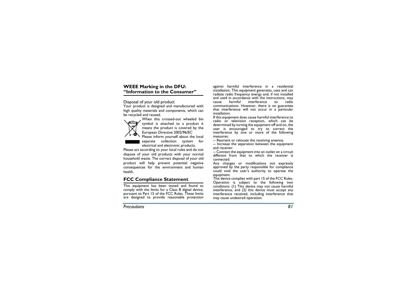 Disposal of your old product, Fcc compliance statement | Philips X600 User Manual | Page 82 / 91