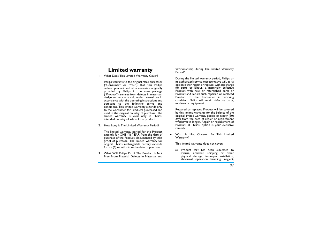 Limited warranty | Philips X600 User Manual | Page 88 / 91