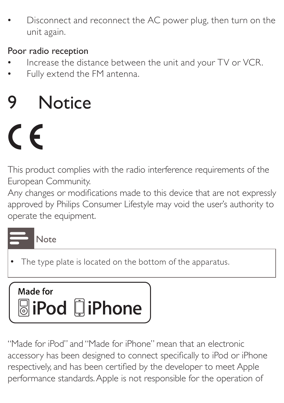 9 notice | Philips AJ3270D User Manual | Page 19 / 22