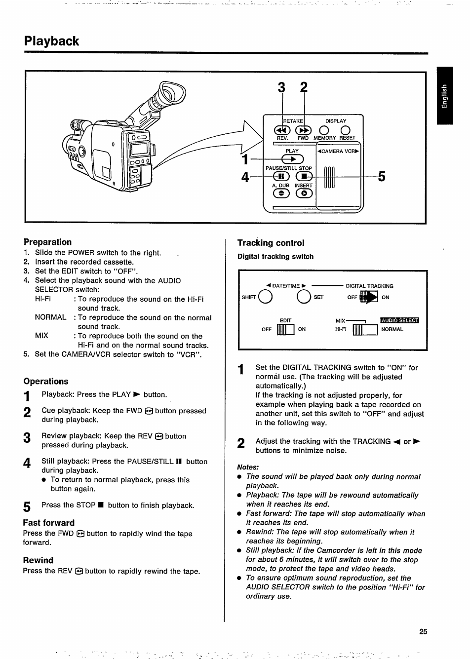 Playback, Preparation, Operations | Fast forward, Rewind, Tracking controi | Philips VKR 9010 User Manual | Page 27 / 42