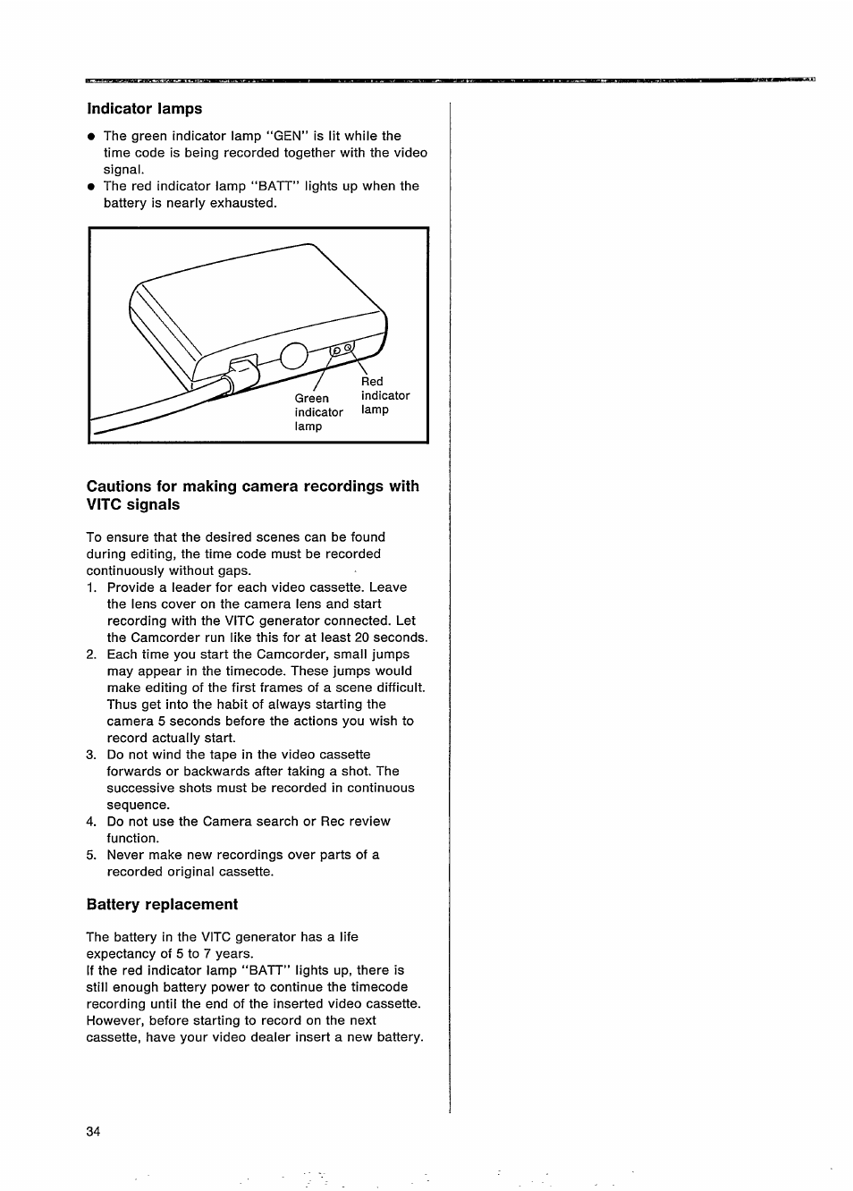 Indicator lamps, Battery replacement | Philips VKR 9010 User Manual | Page 36 / 42