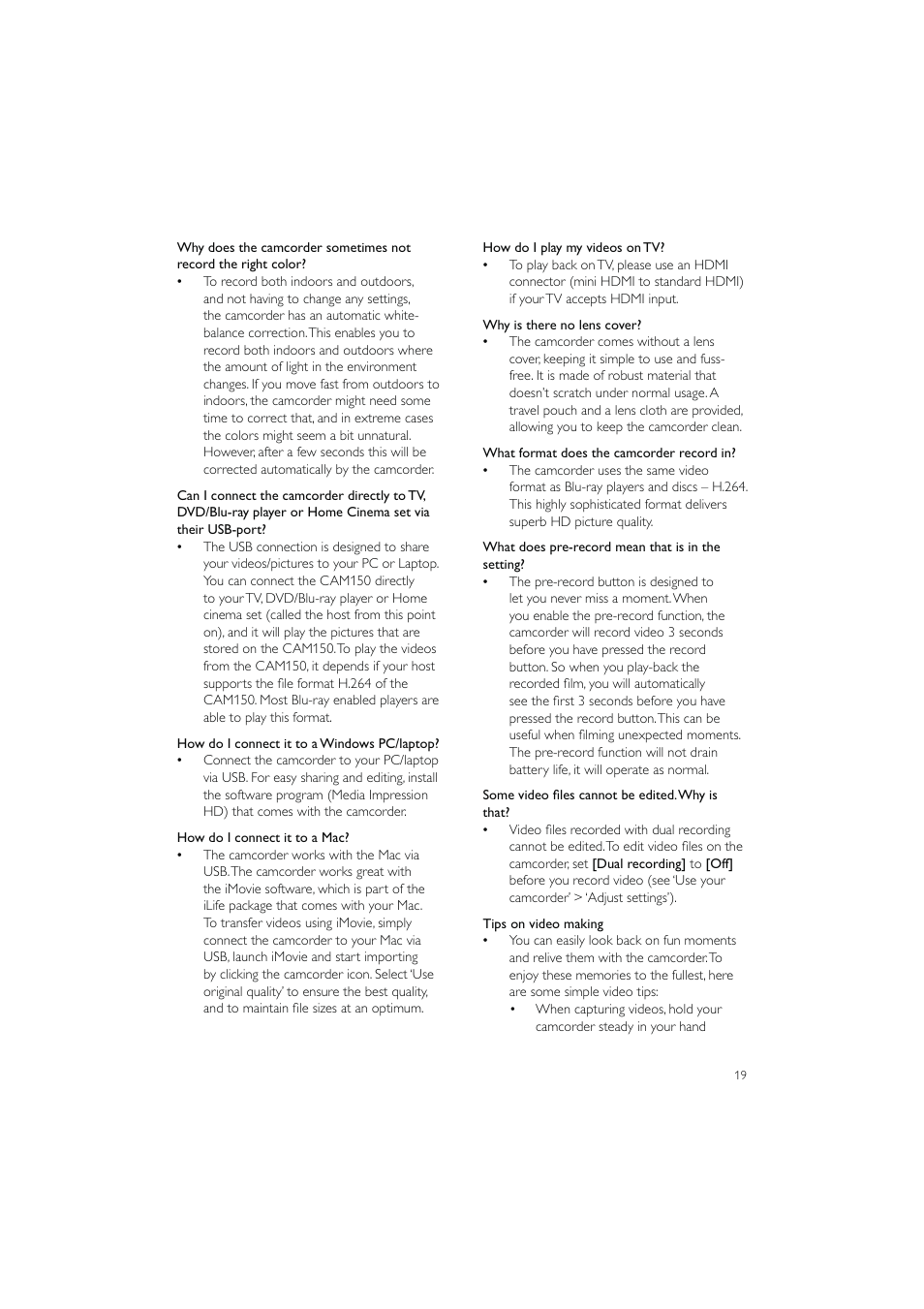 Philips CAM150 User Manual | Page 19 / 21