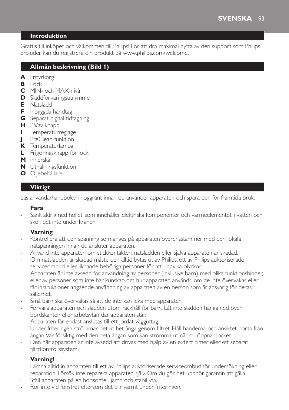 Svenska, Svenska 93 | Philips HD6106 User Manual | Page 91 / 134