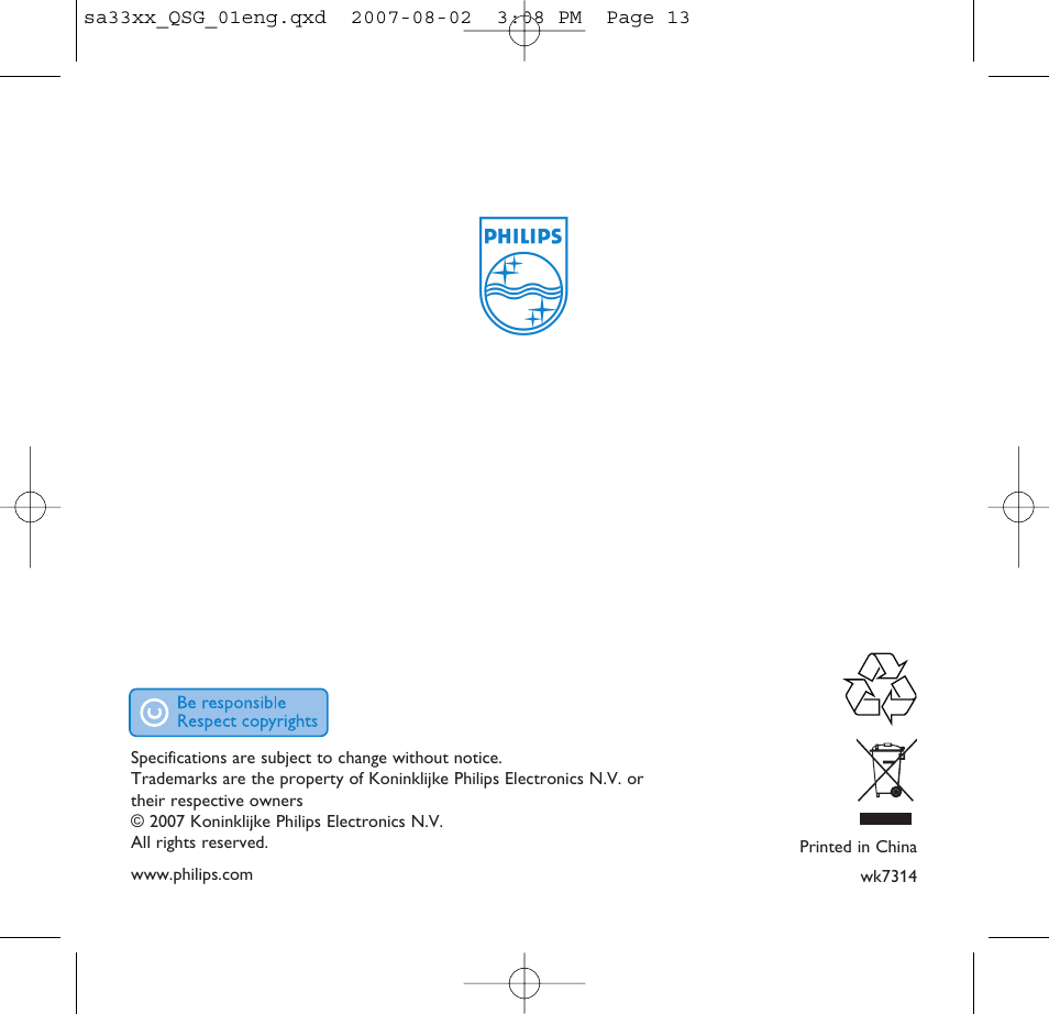 Philips SA3315 User Manual | Page 17 / 17