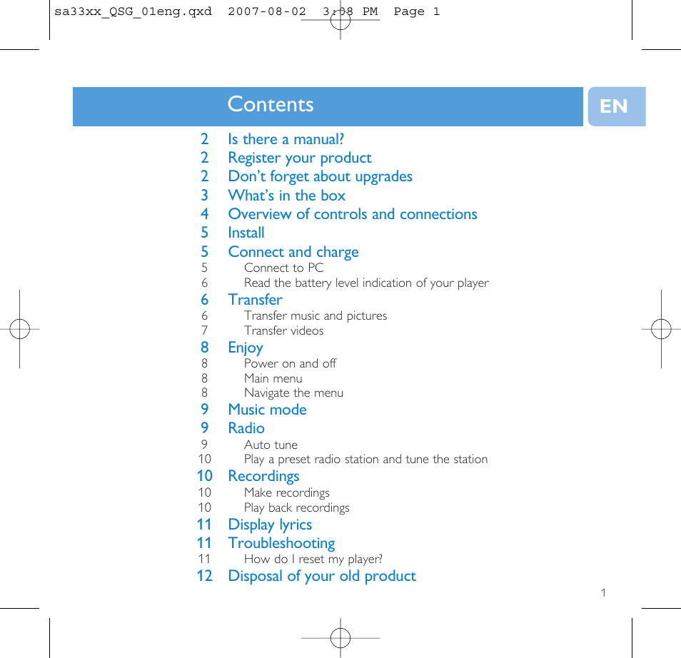 Philips SA3315 User Manual | Page 5 / 17