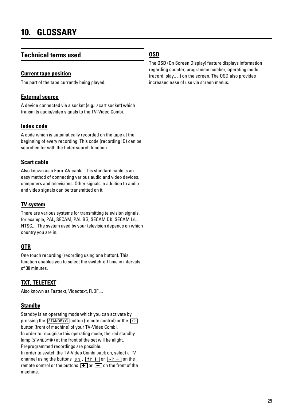 Glossary, Technical terms used | Philips 21PV548/07 User Manual | Page 31 / 31