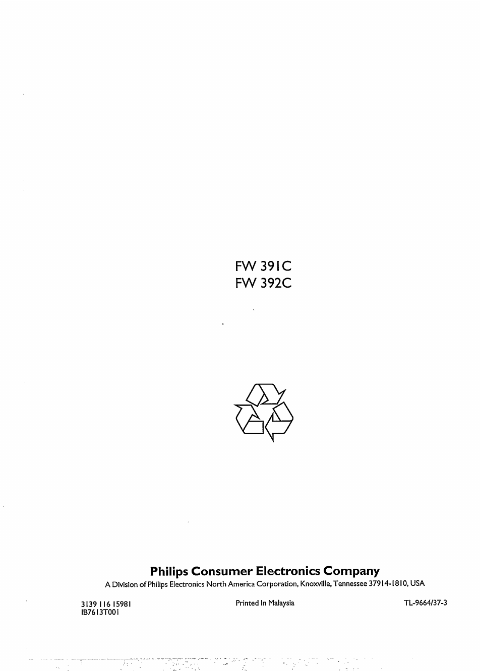 Philips consumer electronics company | Philips FW391C User Manual | Page 26 / 26