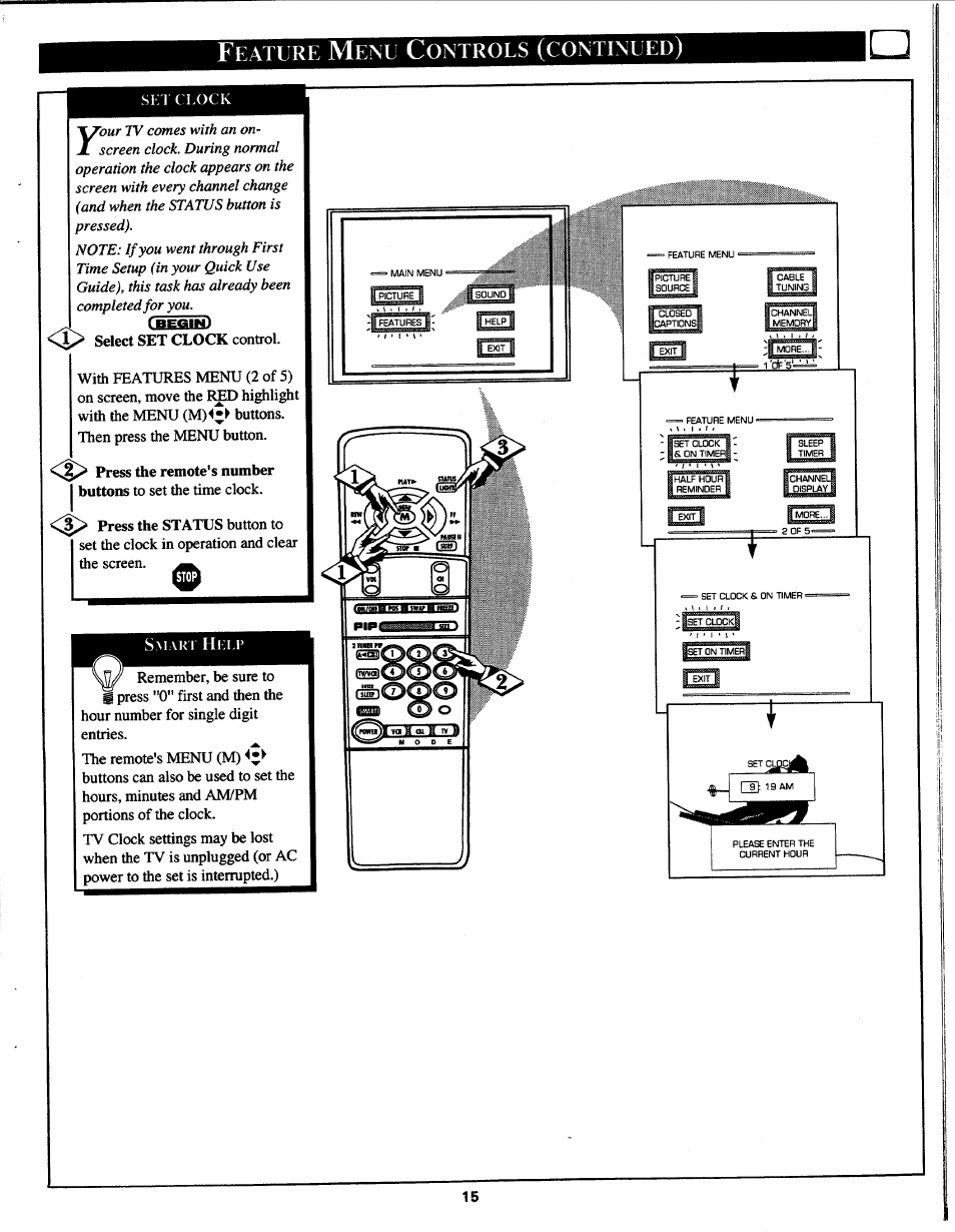 Feature menu controls (contenued), Eature, Ontrols | Contenued | Philips Magnavox 7P5441C199 User Manual | Page 15 / 56