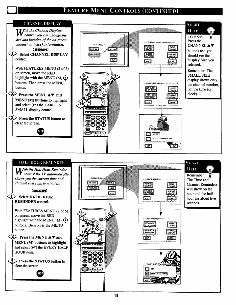 Feature menu controls (continued) | Philips Magnavox 7P5441C199 User Manual | Page 18 / 56