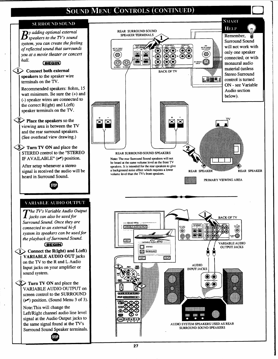 Sound menu controls (continued) | Philips Magnavox 7P5441C199 User Manual | Page 27 / 56