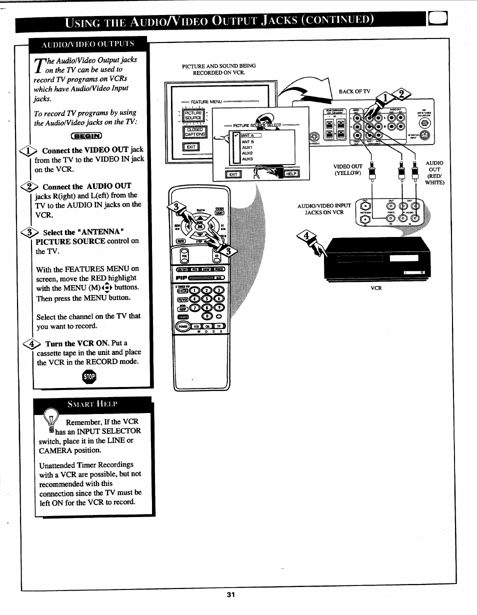 Using the audioa^ideo output jacks (continued) | Philips Magnavox 7P5441C199 User Manual | Page 31 / 56