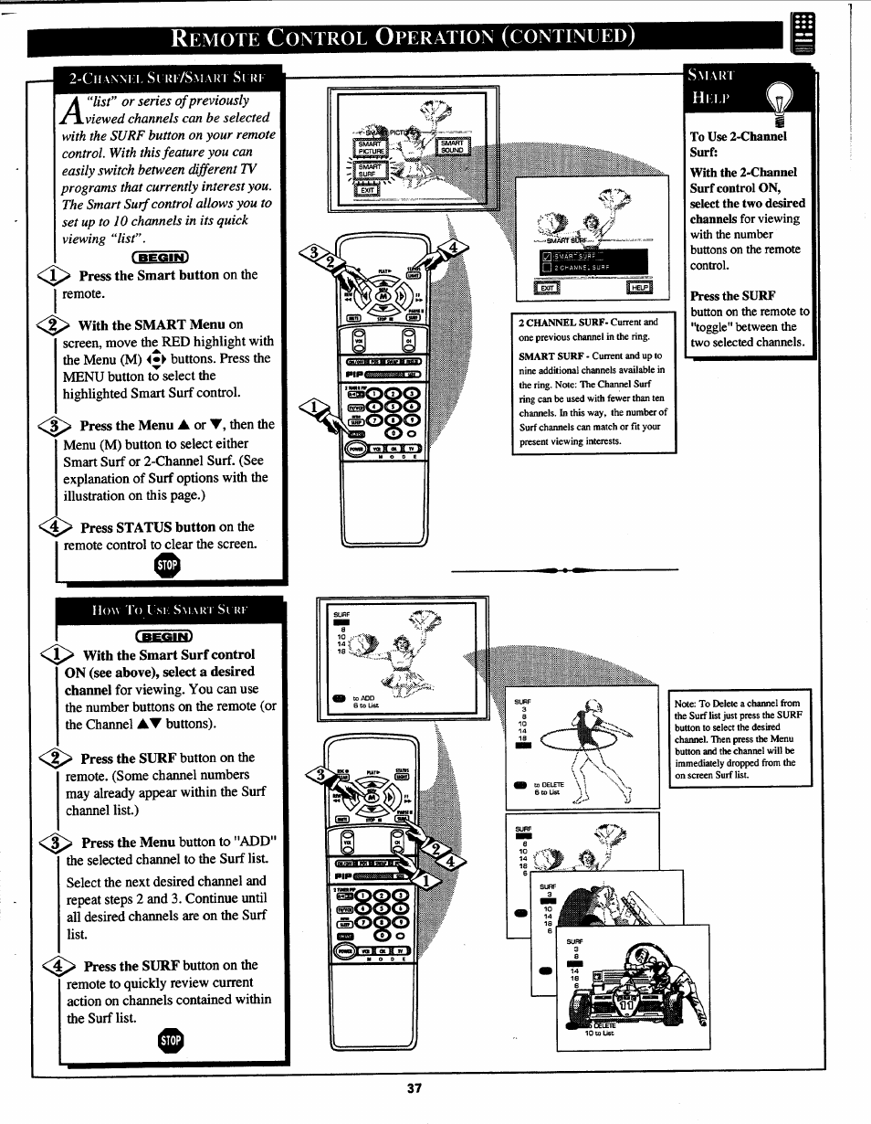 Remote control operation (continued), Emote, Ontrol | Peration, Continued | Philips Magnavox 7P5441C199 User Manual | Page 37 / 56