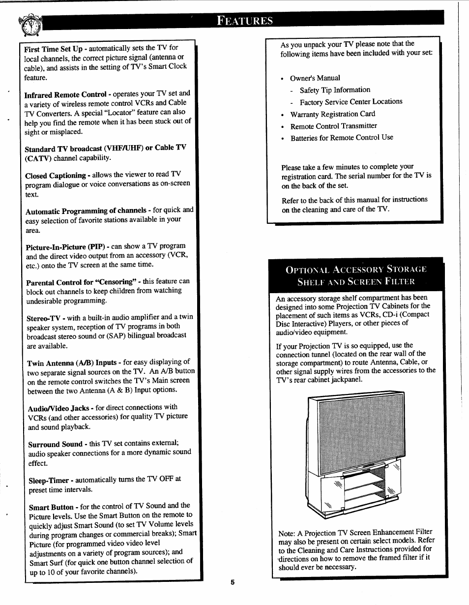 Features | Philips Magnavox 7P5441C199 User Manual | Page 5 / 56