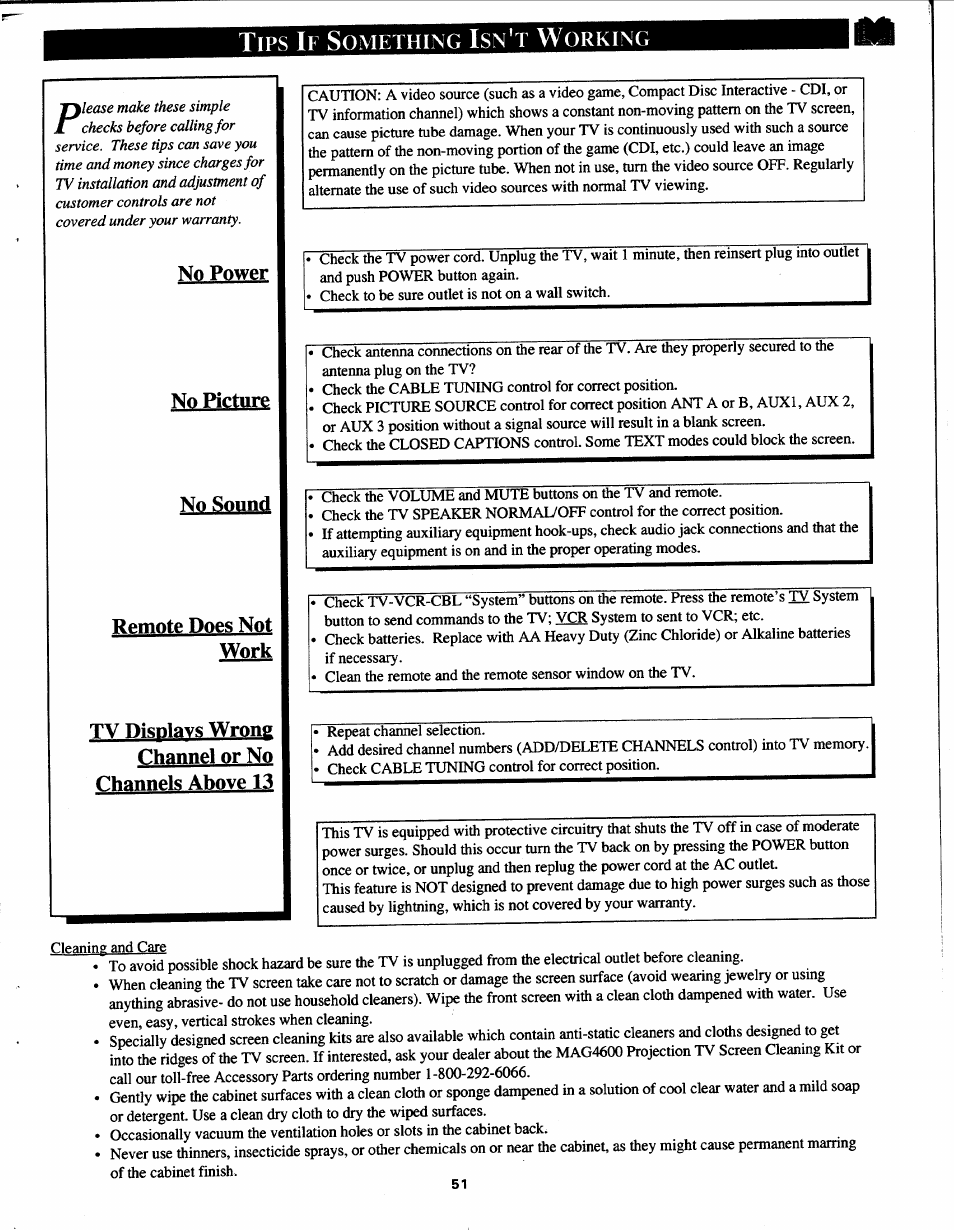 Tips if something isn't working, Tips if something isn’t working | Philips Magnavox 7P5441C199 User Manual | Page 51 / 56