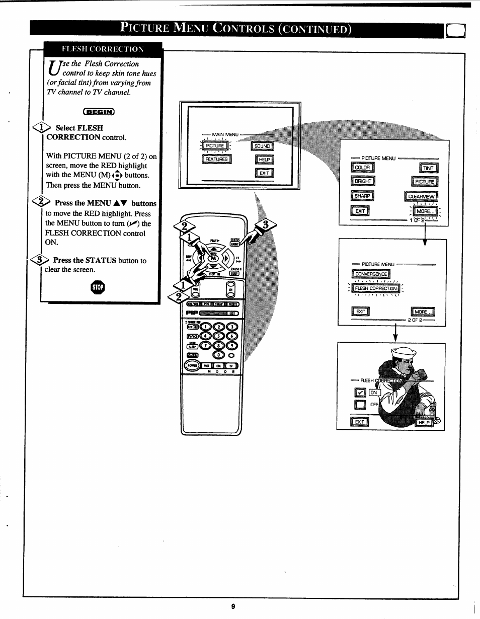 Picture menu controls (continued) | Philips Magnavox 7P5441C199 User Manual | Page 9 / 56