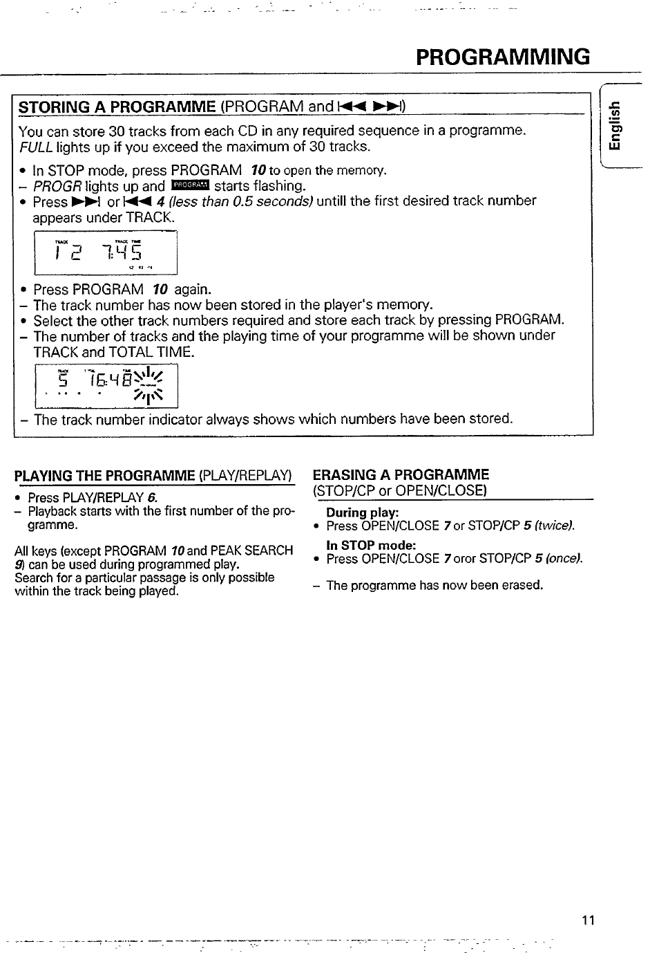 Programming | Philips CD 710 User Manual | Page 11 / 16