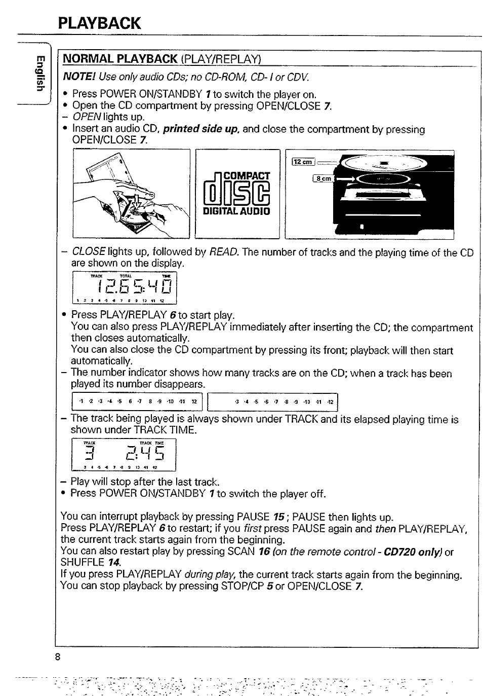 Playback | Philips CD 710 User Manual | Page 8 / 16