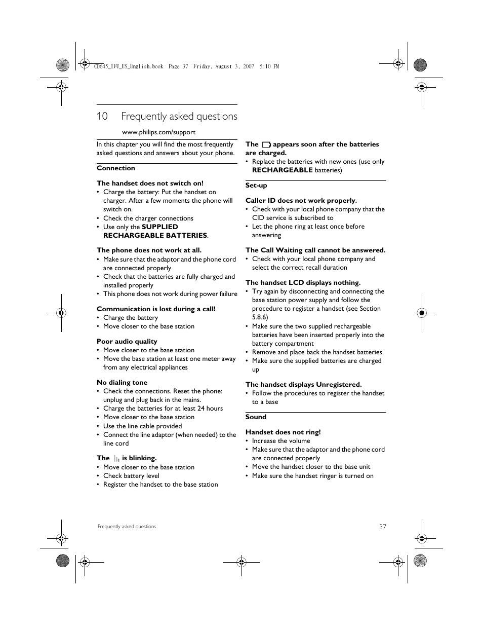 10 frequently asked questions | Philips CD6452B User Manual | Page 39 / 47