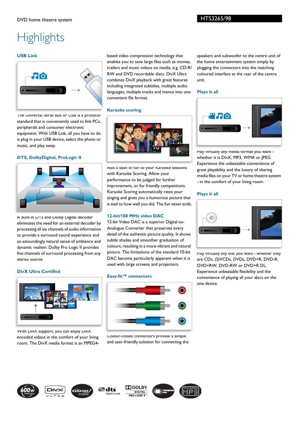 Highlights | Philips HTS3265/98 User Manual | Page 2 / 3