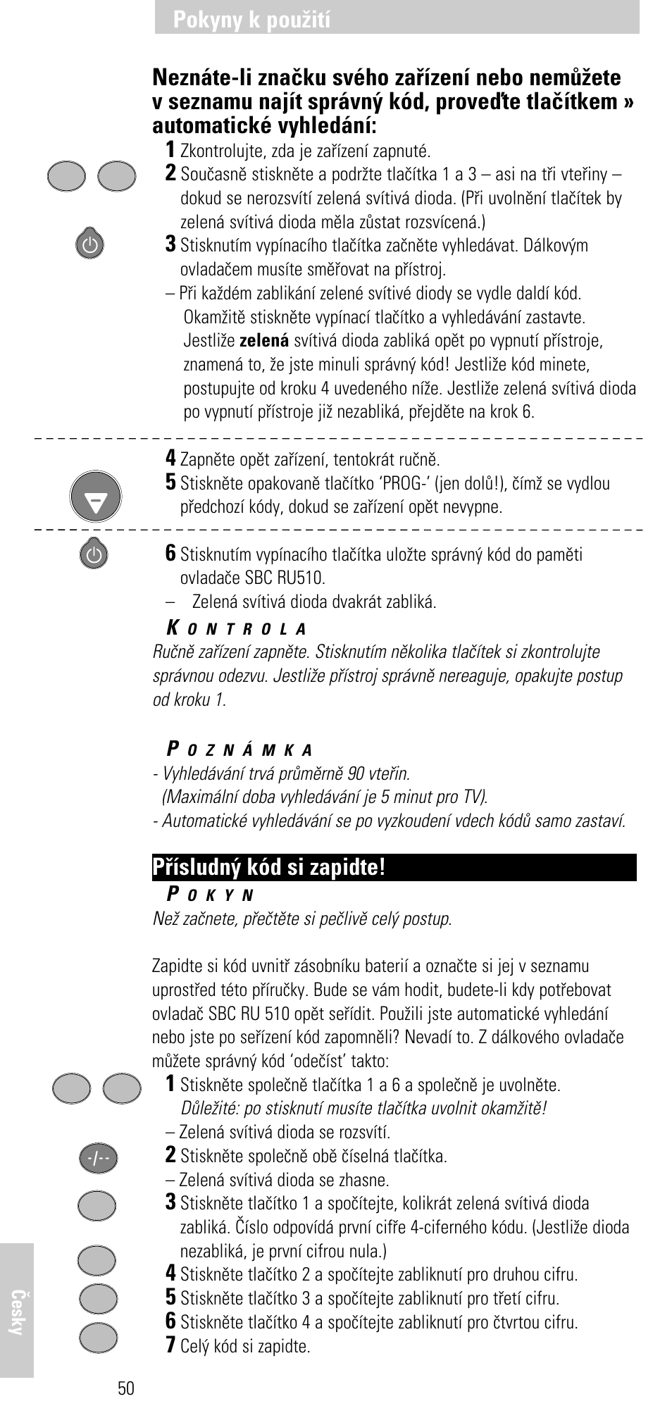 Pokyny k pou|ití, Pøísludn¥ kód si zapidte | Philips SBC RU 510 User Manual | Page 106 / 108