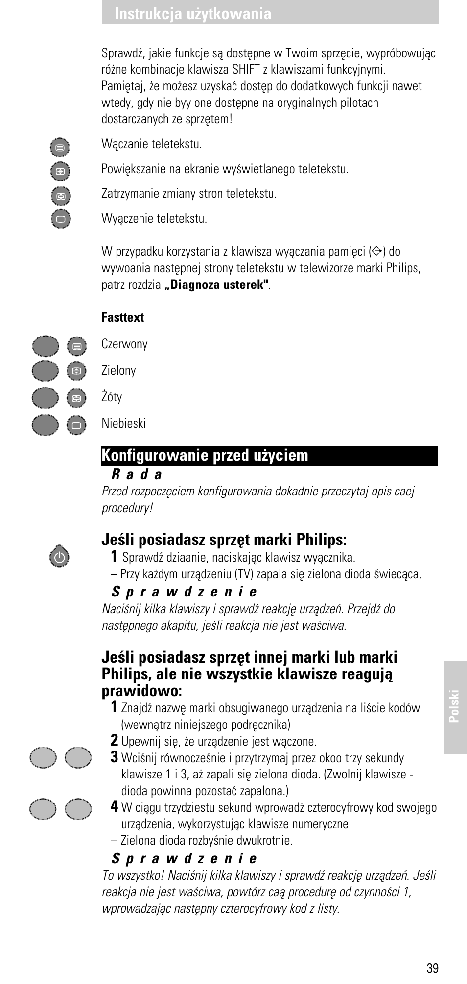 Konfigurowanie przed u¿yciem, Jeœli posiadasz sprzêt marki philips: 1, Instrukcja u¿ytkowania | Philips SBC RU 510 User Manual | Page 95 / 108