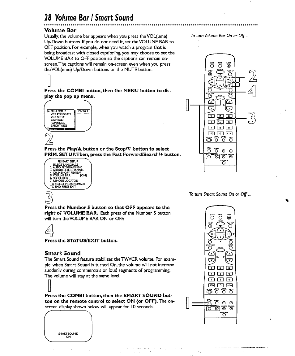 28 volume bar i smart sound, Volume bar / smart sound, Volume bar | Smart sound | Philips CCX134AT User Manual | Page 28 / 60