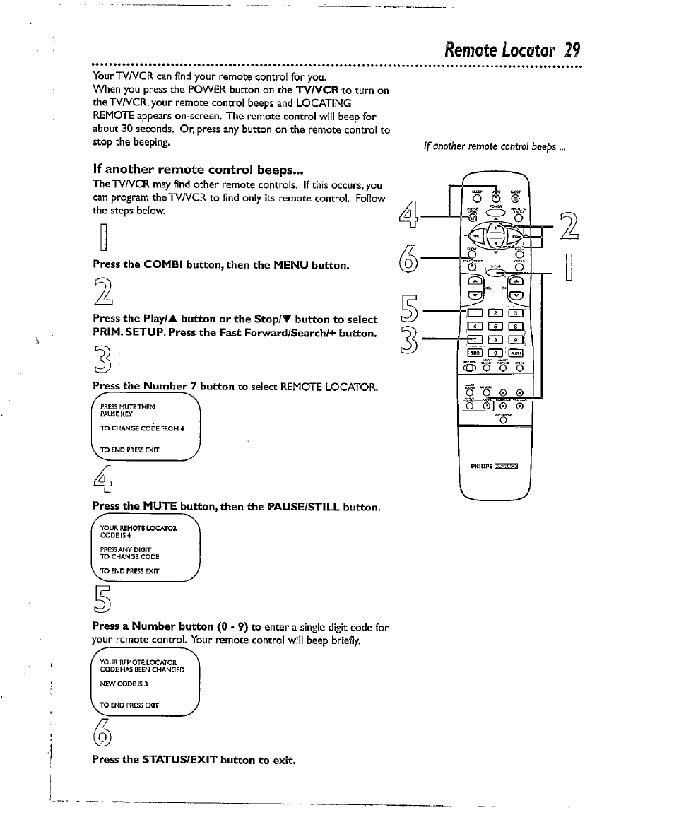 Remote locator 29, If another remote control beeps | Philips CCX134AT User Manual | Page 29 / 60